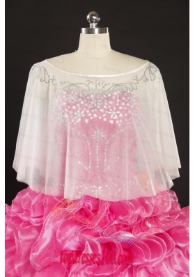 White Organza Beading Shawls for Summer