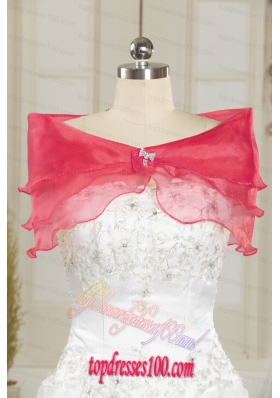 Beautiful Organza Coral Red Shawls with Beading