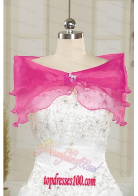 Hot Pink Pretty Organza Beading Shawls for Wedding