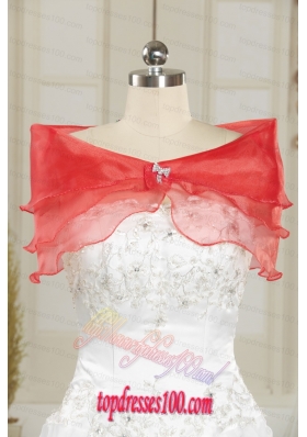 Red Organza Beading Orange Shawls for Wedding