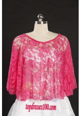 Simple Hot Pink Beading Lace Wraps for 2015