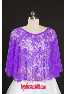2015 Eggplant Purple Hot Sale Lace Wraps with Beading
