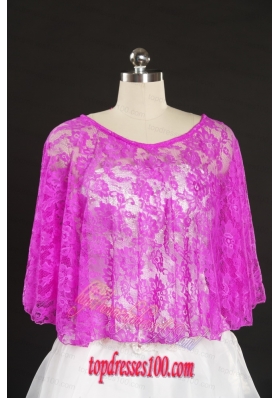 Hot Pink Beading Lace Hot Sale Wraps for 2015