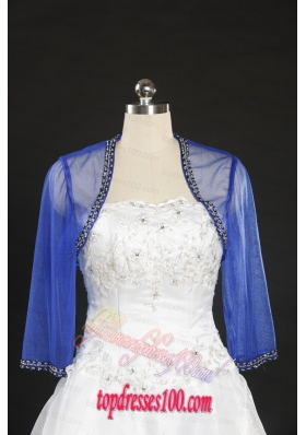 2015 Discount Royal Blue Long Sleeves Wraps with Beading