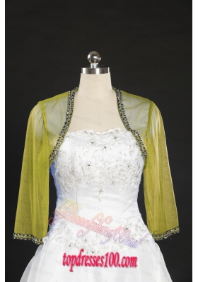 2015 Yellow Long Sleeves Wraps with Beading