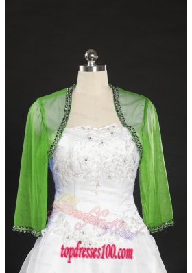 Green Long Sleeves 2015 Wraps with Beading