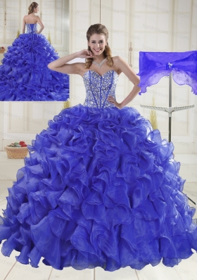 Hot Sale Sweetheart Brush Train Beaded Decorate Quinceanera Dresses in Sweet 16