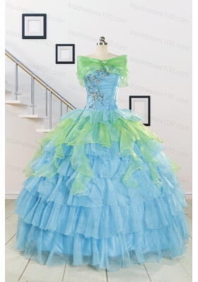 Wonderful Multi-color Strapless Beading Quinceanera Dress for 2015