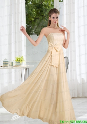 Strapless Empire Bowknot Lace Prom Dress for 2015