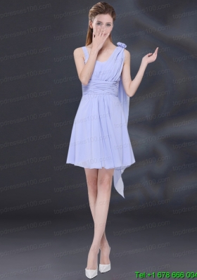 Chiffon Ruching 2015 Lavender Prom Dress with One Shoulder for Christmas Party