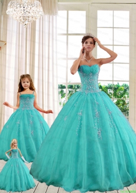 2015 LuxuriousTurquoise Princesita With Quinceanera Dresses with Beading