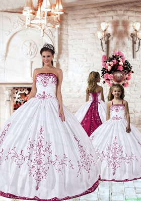 Trendy Fuchsia Embroidery White Princesita Dress for 2015
