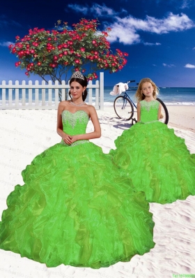 Fashionable Blue Appliques and Beading Princesita Dress in Spring Green