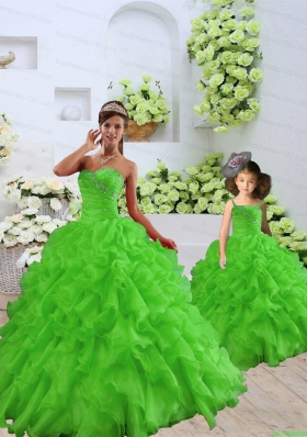 New Style Beading and Ruffles Princesita Dress in Spring Green for 2015