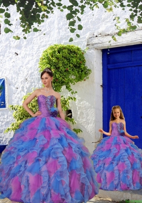 Most Popular Beading and Ruffles Multi-color Princesita Dress for 2015