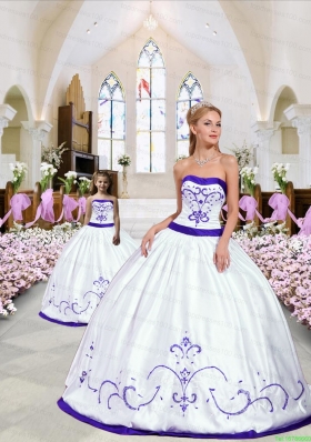 Unique Embroidery White and Purple Princesita Dress for 2015