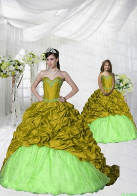 Customize Appliques and Pick-ups Rust Red and Gold Princesita Dress with Brush Train