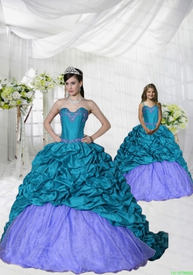 New Style Appliques Brush Train Blue and Purple Princesita Dress