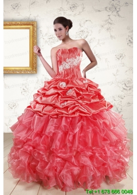 2015 Luxurious Sweetheart Beading Quinceanera Dresses in Watermelon