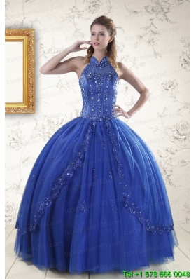 Cheap Royal Blue Sweet 15 Dresses with Appliques and Beading for 2015