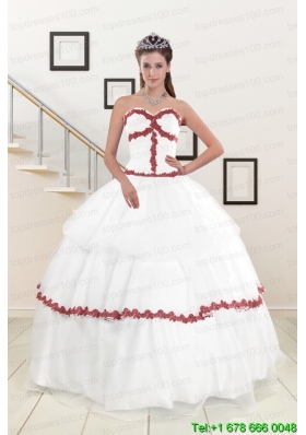 2015  Sweetheart Ball Gown Custom Made Quinceanera Dresses with Appliques