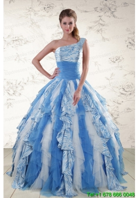 Multi Color One Shoulder Printed Quinceanera Dresses for 2015