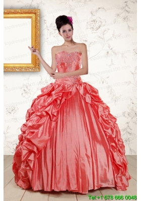 2015 Most Popular Sweetheart Beading Quinceanera Dresses in Watermelon