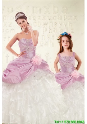 2015 Appliques and Ruffles Lilac Princesita Dress with Hand Made Flowers