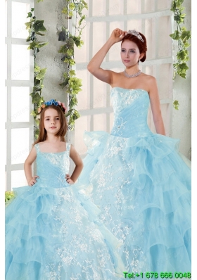 2015 Elegant Appliques and Ruffles Princesita Dress in Baby Blue