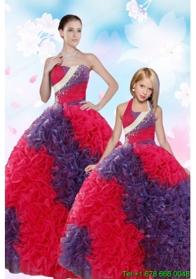 2015 Multi-color Ball Gown Beading and Ruffles Princesita Dress