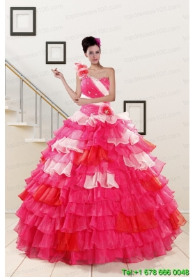 2015 One Shoulder New Style Quinceanera Dresses in Multi Color