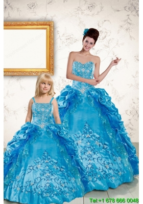 Elegant Sweetheart Embroidery Princesita Dress in Blue