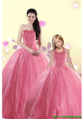 Simple Sweetheart Sequins Princesita Dress in Rose Pink For 2015