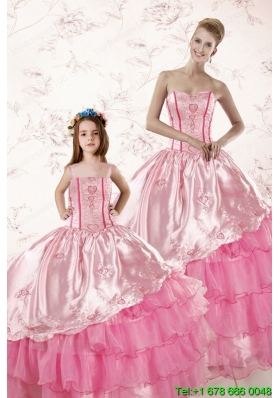 Wonderful Embroidery and Ruffles 2015 Princesita Dress in Pink