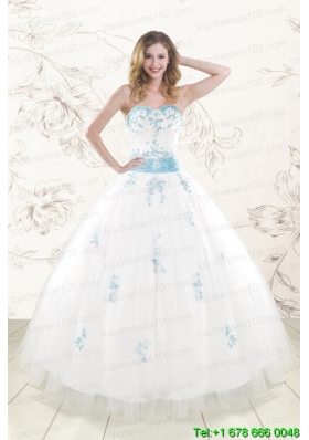 Pretty White Ball Gown Quinceanera Dresses with Appliques and Beading