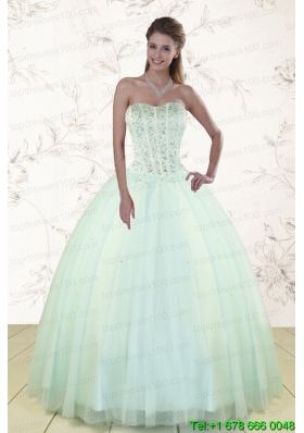 2015 Light Blue Pretty Sweet 15 Dresses with Beading