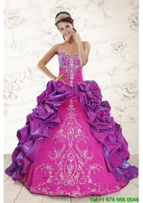 Pretty Ball Gown Embroidery Court Train Quinceanera Dresses in Purple