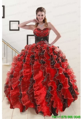 Pretty Beaded Sweetheart Organza Quinceanera Dress in Multi Color