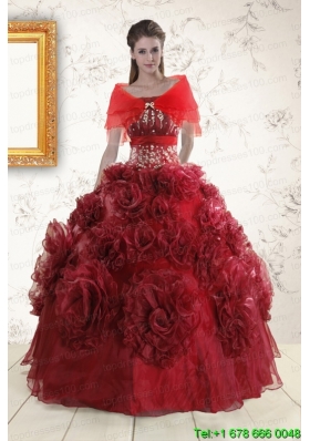 Puffy Quinceanera Dresses with Hand Made Flowers for 2015