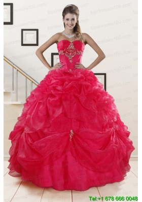 Puffy Red Sweetheart Quinceanera Dresses with Appliques