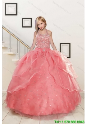 Exquisite Baby Pink Flower Girl Dress with Beading for 2015