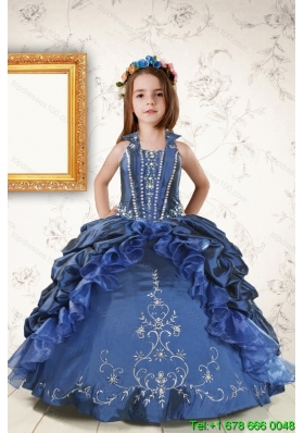 2015 Affordable Appliques and Pick Ups Little Girl Dress in Navy Blue