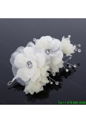 White Rhinestone and Pearl Fascinators for Wedding