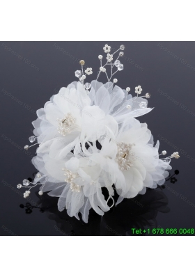 Beautiful Rhinestone Pearl Chiffon Hair Flowers