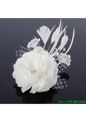 Cheap White Feather and Tulle Fascinators with Pearl