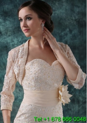 3/4 Sleeveless Lace Jacket in Champane