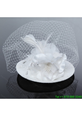 Cheap White Rhinestone Feather Imitation Pearls Hat Hair Ornament