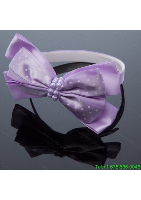 Cute Lavender Bowknot Hairpins Birdcage Veils with Beading