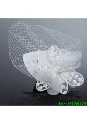 Fashionable Beading Tulle and Lace Hat Hair Ornament