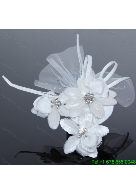 Tulle White Hair Flower with Rhinestone for Wedding